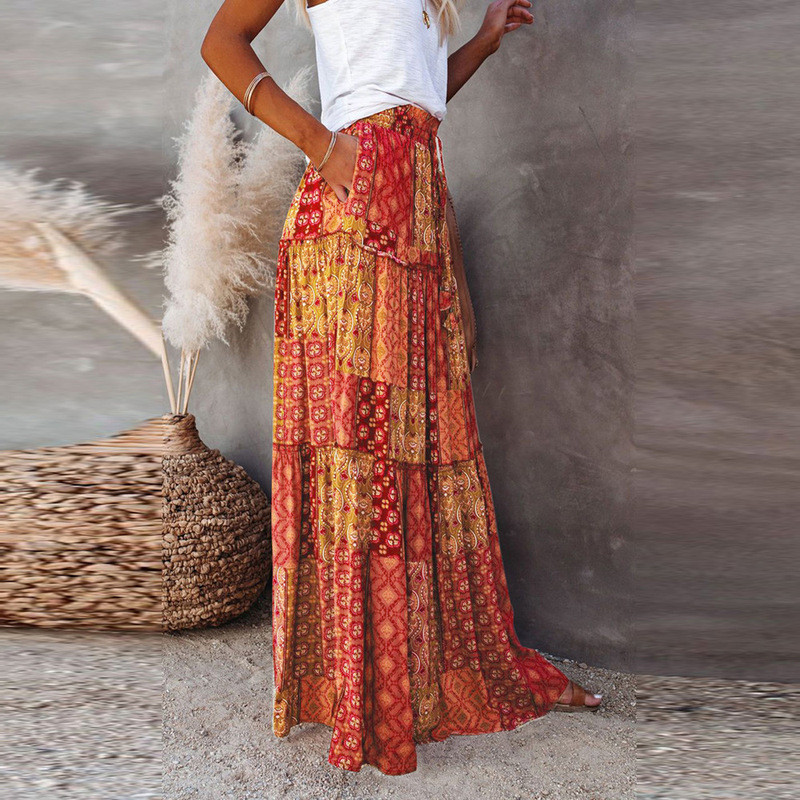Váy dài cao cấp xu hướng mới với style boho và họa tiết hàng ngày