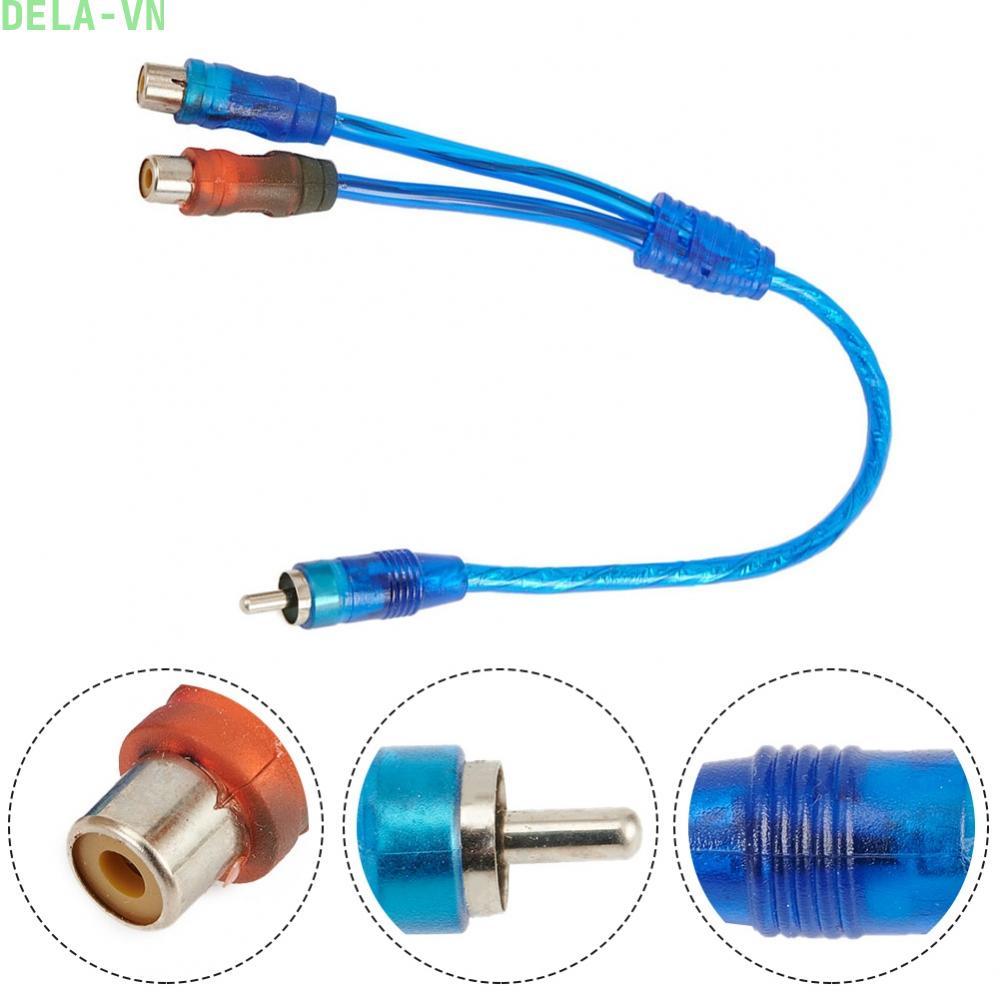 2 into 1 RCA Splitter Cable 30cm Length Blue Color for Car Audio#DELA