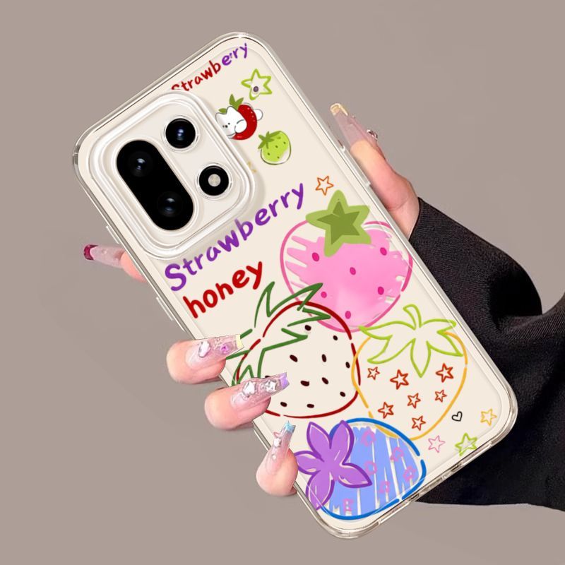 Graffiti Dâu Thích Hợp OnePlus 15T Ốp Lưng Điện Thoại Phong Cách Mới 1Plus 15 Trong Suốt Chống Sốc 1