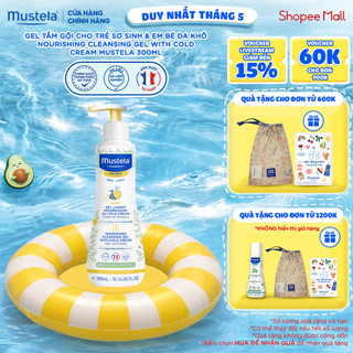 Gel tắm cho trẻ sơ sinh & em bé da khô nourishing cleansing gel with cold cream mustela 300ml