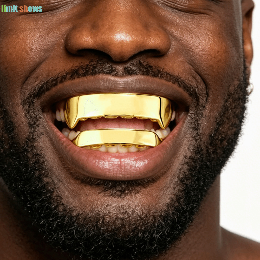 GIỚI HẠN SHOWS Grillz Set, Bề Mặt Mịn Bóng Răng Grillz, Hip Hop Thực Tế Nhìn Mạ Bạc Mũ Răng Quà Tặng