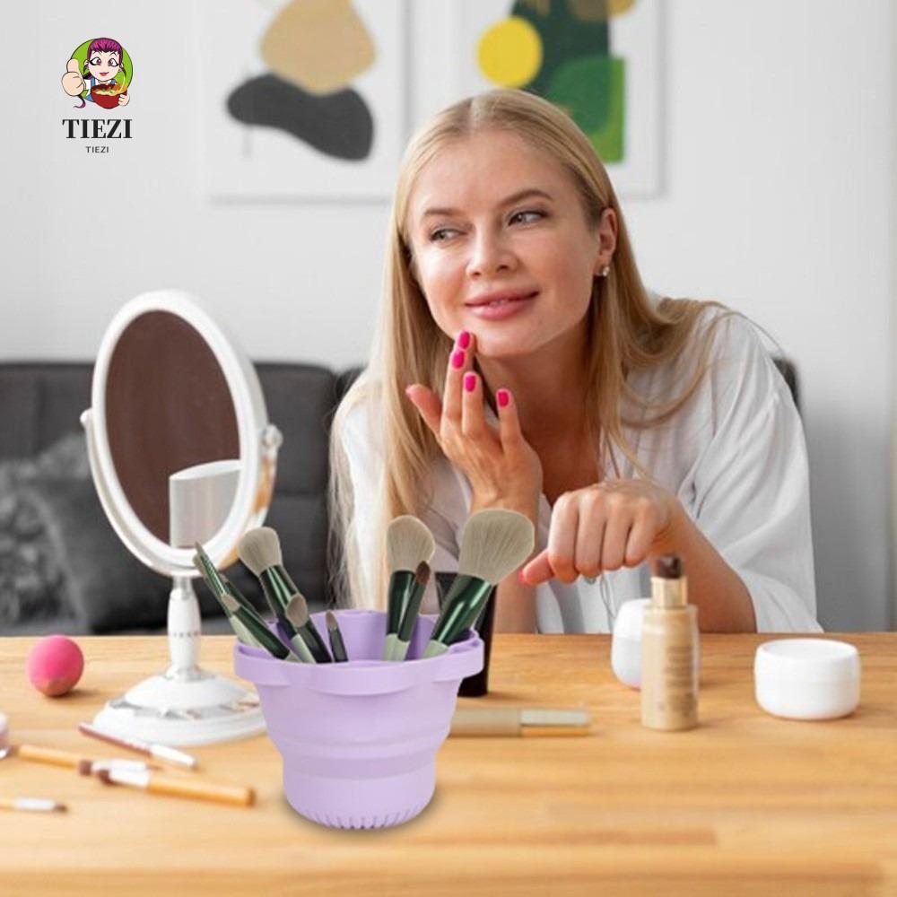 TIEZI Lazy Makeup Brush Cleaner, Silicone Fast Dryer Powder Puff Cleaning Cup, Bát làm sạch di động 