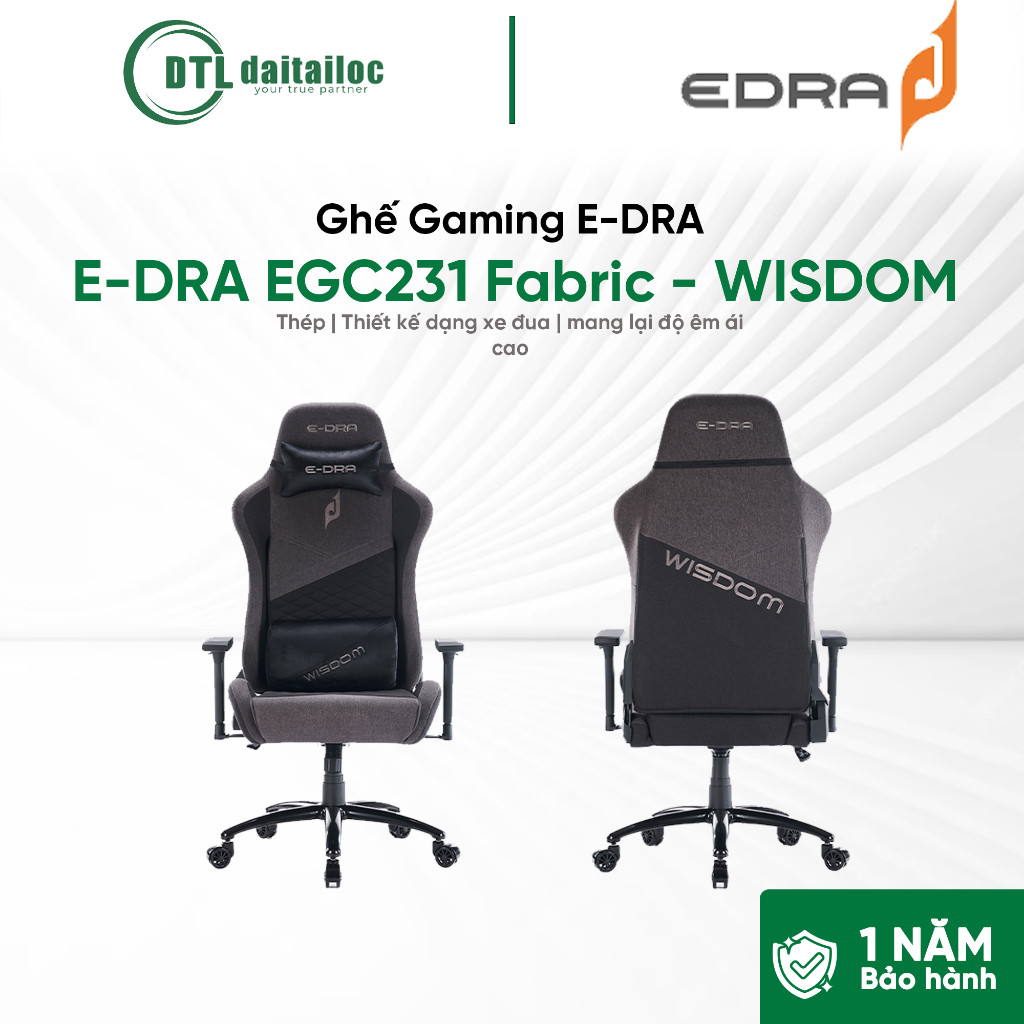Ghế Gaming E-DRA EGC231 Fabric WISDOM Êm ái | Chính Hãng | Bảo Hành 12 Tháng
