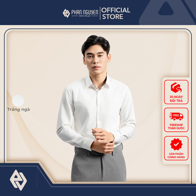 Áo sơ mi trắng dài tay nam Phan Nguyễn, chất liệu modal cao cấp, mềm mát, form slim fit SMD.1436