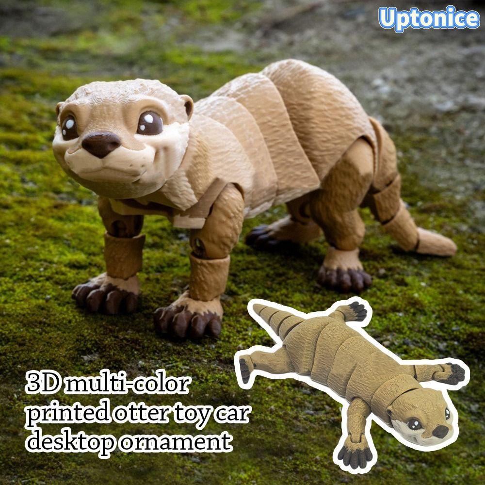 Uptonice Đồ chơi mô hình  Otter, Bức tượng hành động Otter PLA màu trơn, Máy tính để bàn búp bê Otte
