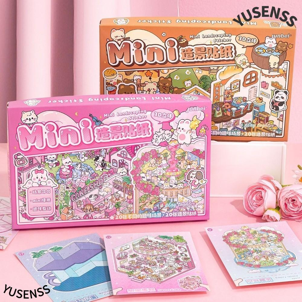 Sách dán phong cảnh YUSEN, Nhà thu nhỏ Phim hoạt hình Cabin Scene Pocket Sticker, Sáng tạo DIY PET S