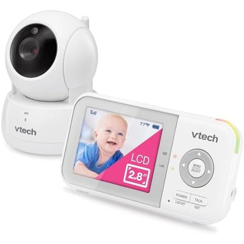 VTech VM819 Baby Monitor with Camera and Audio, 2.8” Screen Portable Baby Camera, Night Vision, 2-Wa