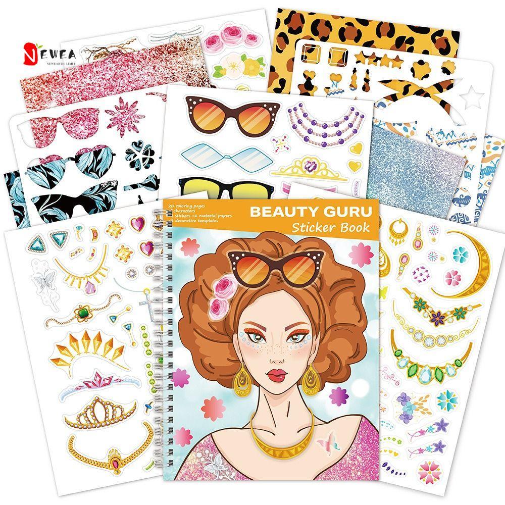 NEWEARTH LIMIT Coloring Sticker Book, Coloring Washable Dress Up Sticker Book, Sticker Book Thời Tra
