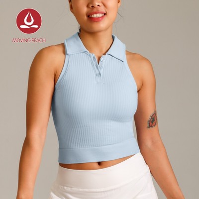 Nữ crop top thể thao gân cổ chữ V, dễ tháo lắp phần áo ngực, phù hợp tập thể dục, yoga, khiêu vũ và mặc hàng ngày