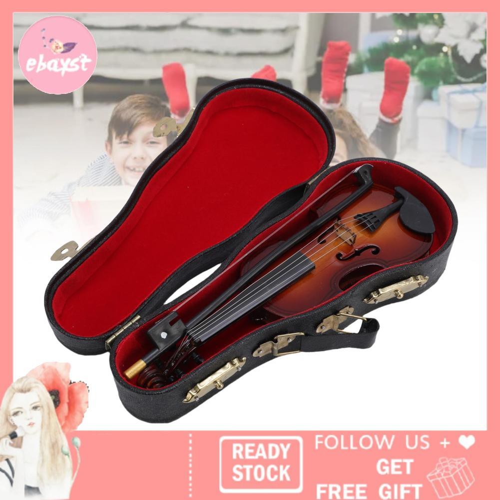 Ebayst Vật trang trí trang trí violon thu nhỏ Chất liệu gỗ trầm Bản sao có độ chi tiết cao Nhạc cụ m