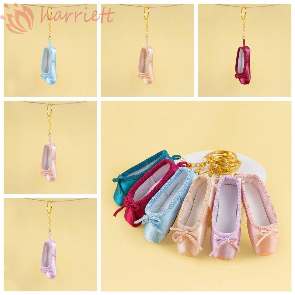 HUNIU Mini Ballet Giày Móc Khóa, Nơ Satin Pointe Giày Móc Khóa, Phụ Kiện Mũi Nhọn Giày Mini Handmade