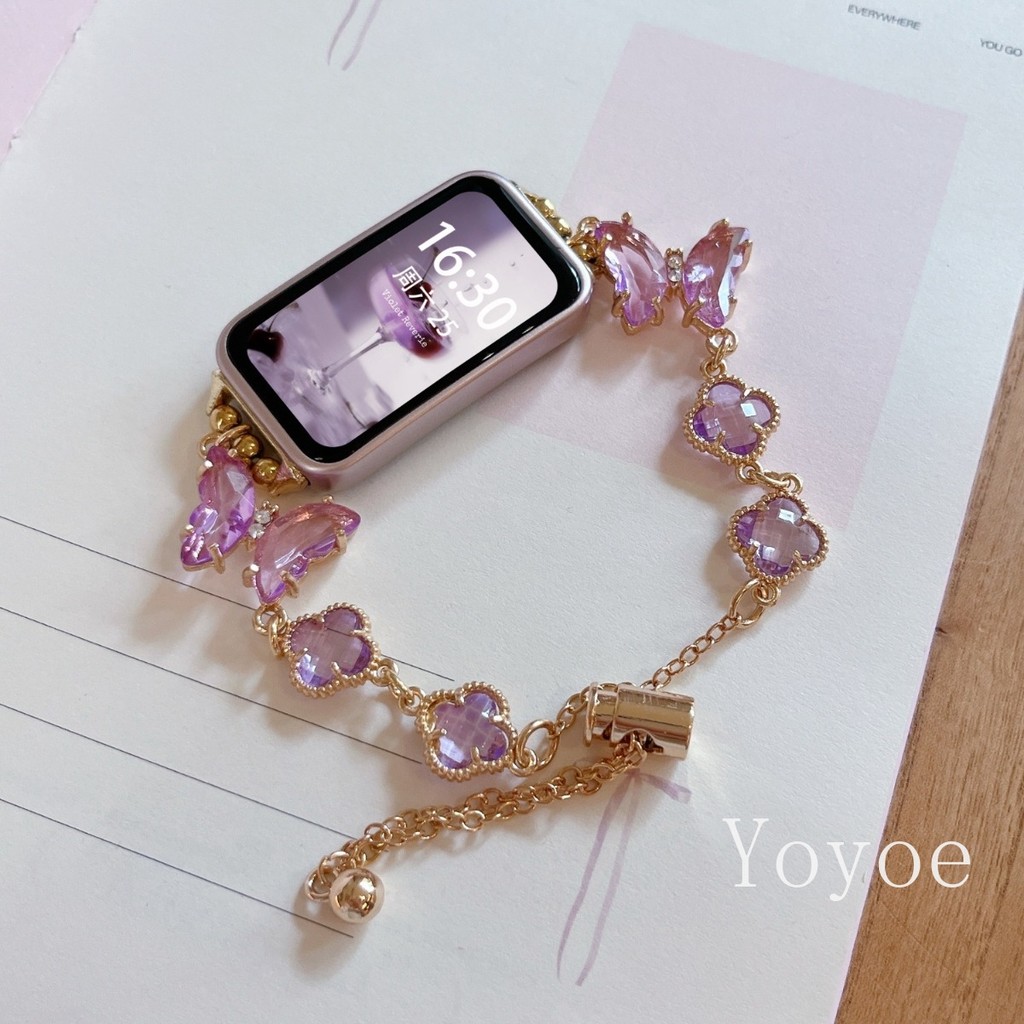 Hạt cỏ ba lá bướm mùa hè Thích hợp cho dây đeo HW Watch Fit3 Fit4 và dây đeo thủ công Huawei Band 8 
