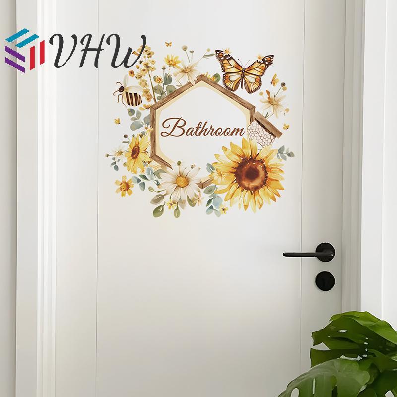[VHW] Tiếng Anh Slogan Giấy Dán Tường Bướm Hướng Dương Cửa Phòng Ngủ Nhà Baground Trang Trí Tường St