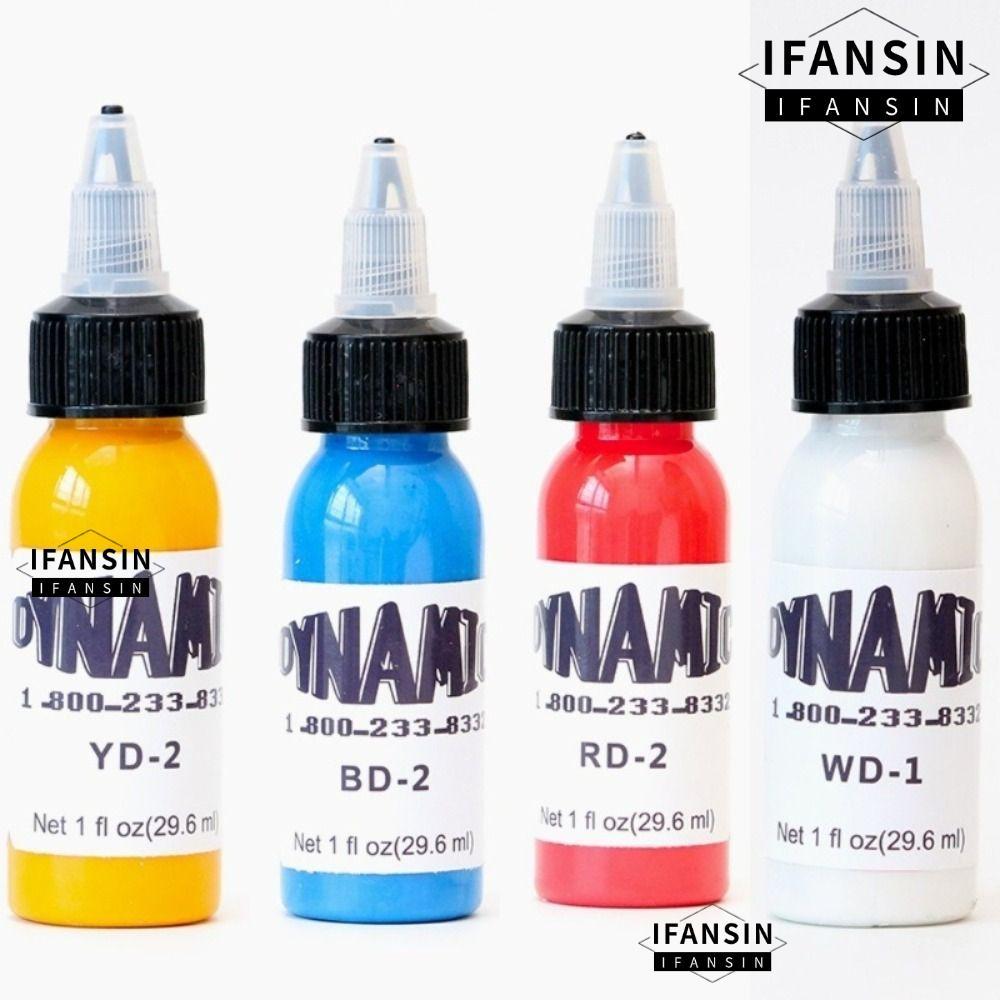 IFANSIN Tattoo Practice Color, White Blue Body Art Tattoo Ink, Bright 30ML Red Yellow Tattoo Ink Pig