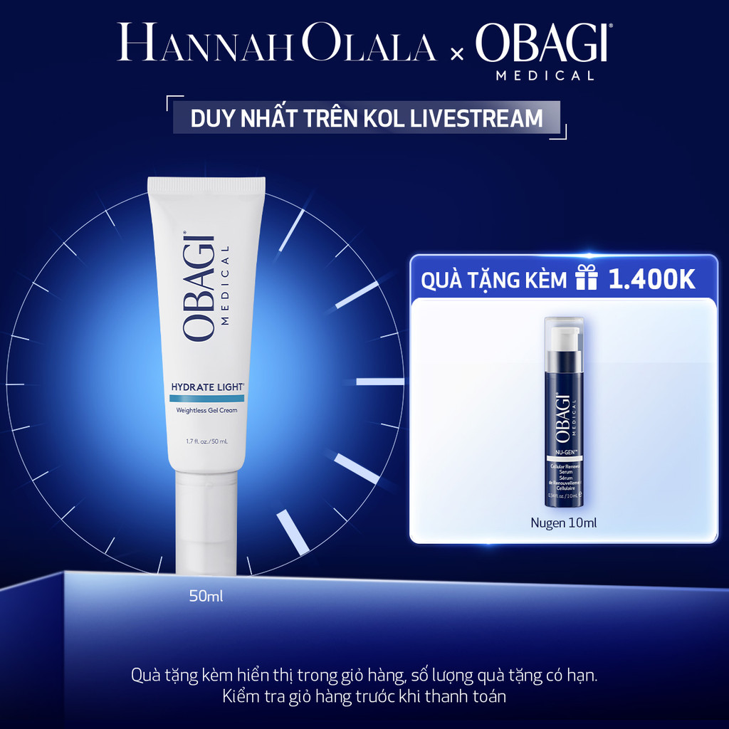 [Hannah x Obagi] Kem Dưỡng Dạng Gel Mỏng Nhẹ Cấp Ẩm Lên Đến 24h Obagi Hydrate Light ™