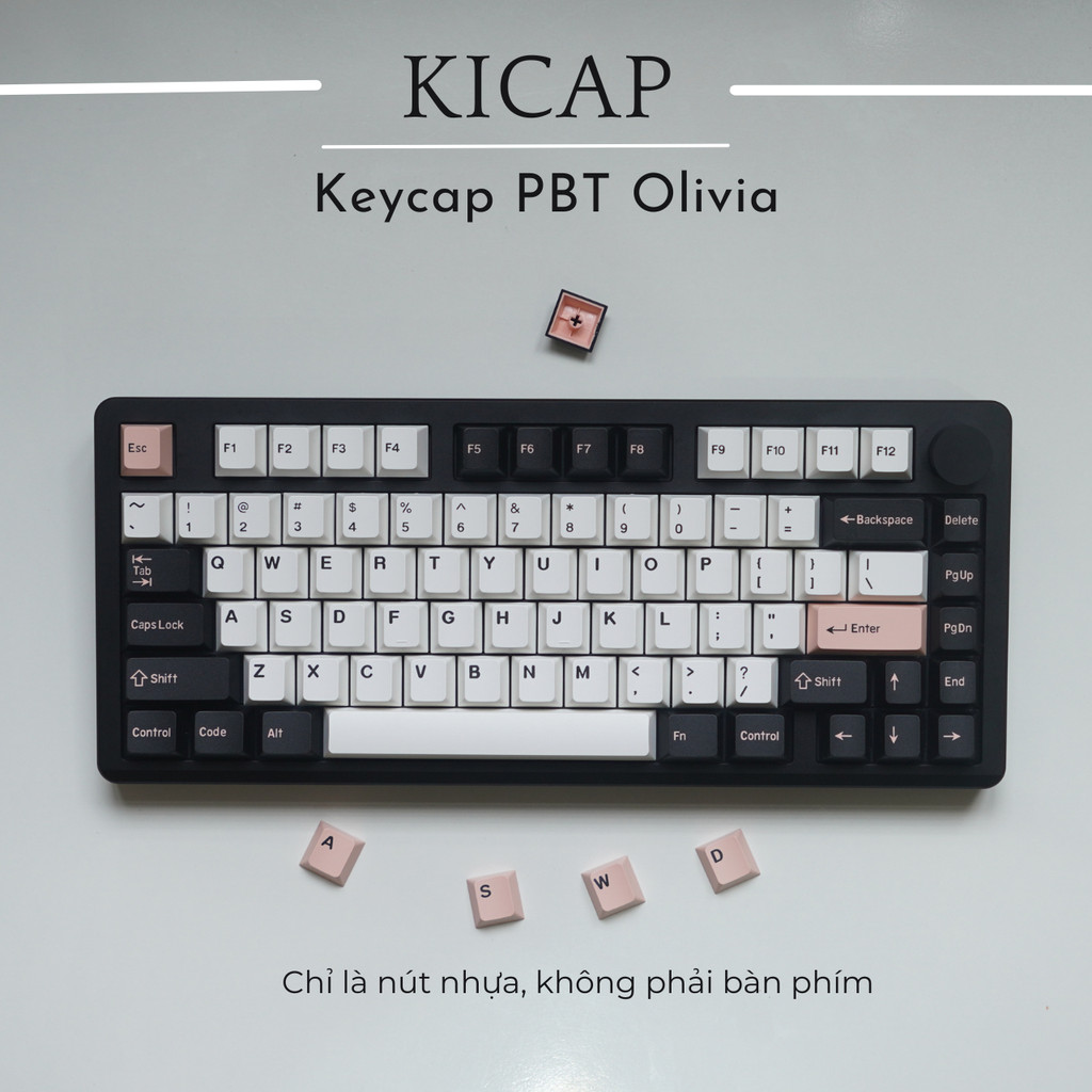 Bộ keycap Cherry Olivia PBT Doubleshot 170 phím dày 1.5mm cho bàn phím cơ - Kicap