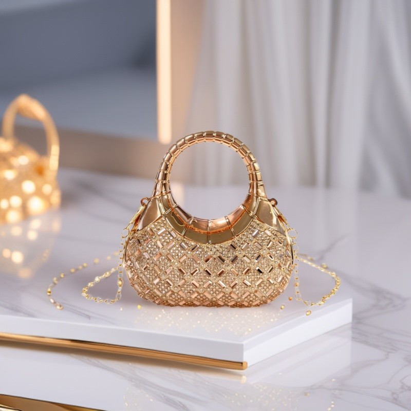 Túi Mini Túi Nhỏ Túi Son Môi Ví Đựng Tiền Xu Chanel Đeo Ngang Túi Trang Trí Rỗng Kim Cương Giả Tự Là