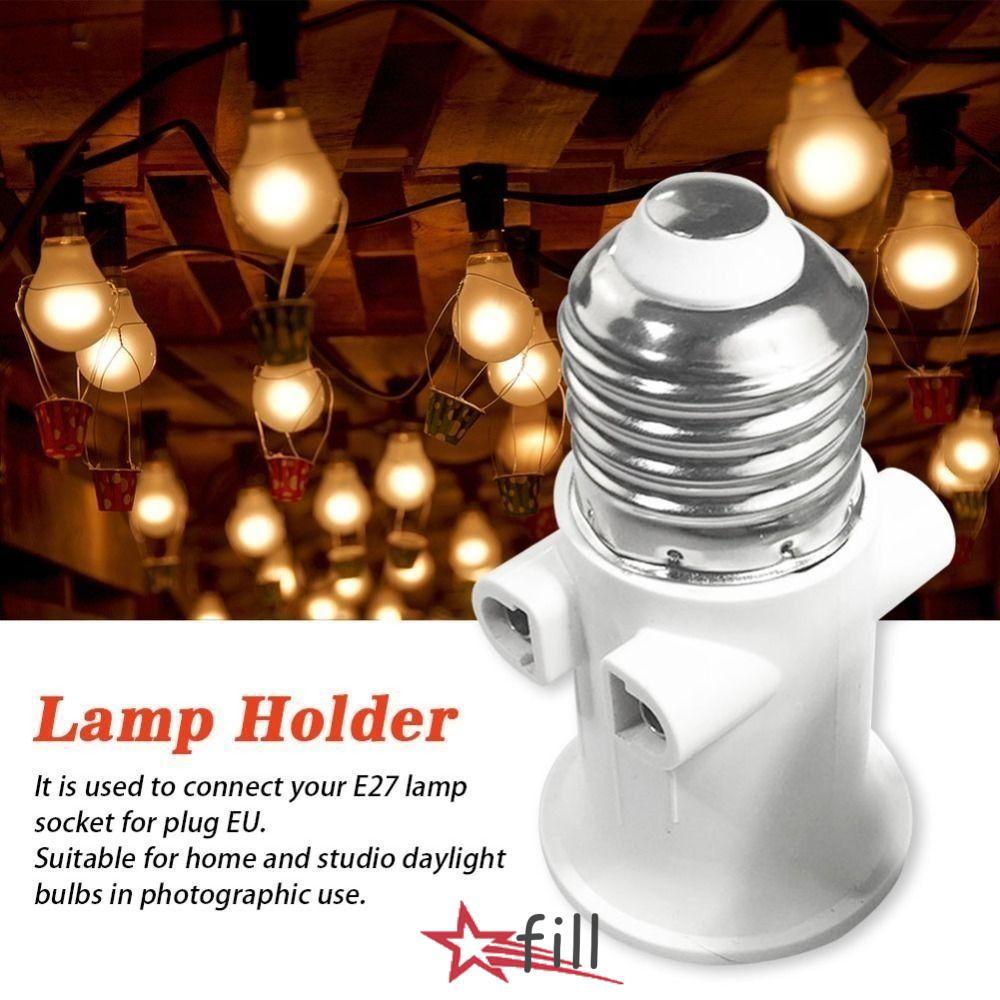 Bộ chuyển đổi bóng đèn LED FILL E27 EU, ổ cắm E27 sang phích EU, phụ kiện ABS màu trắng