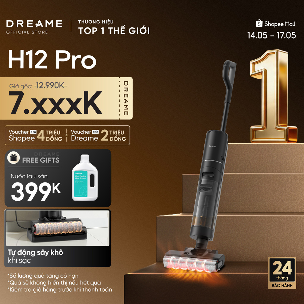 Dreame H12 Pro / H12 FlexReach/ H12 GT Máy hút bụi lau sàn không dây | cuộn lăn tràn viền 2 cạnh | B
