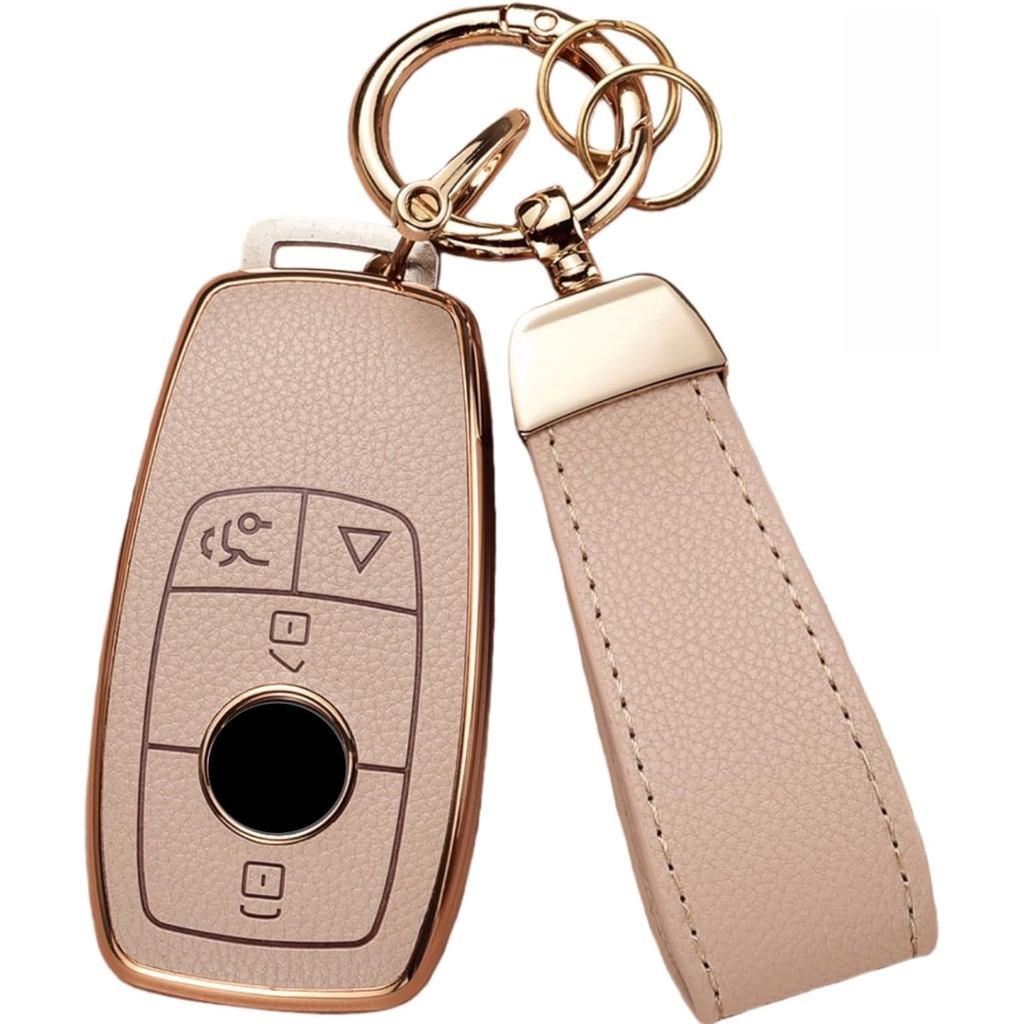 Chìa Khóa Fob Dành Cho Xe Mercedes Benz Có Móc Chìa Khóa, Da Trên + Vỏ Chìa Khóa TPU Mềm Cho Xe Merc