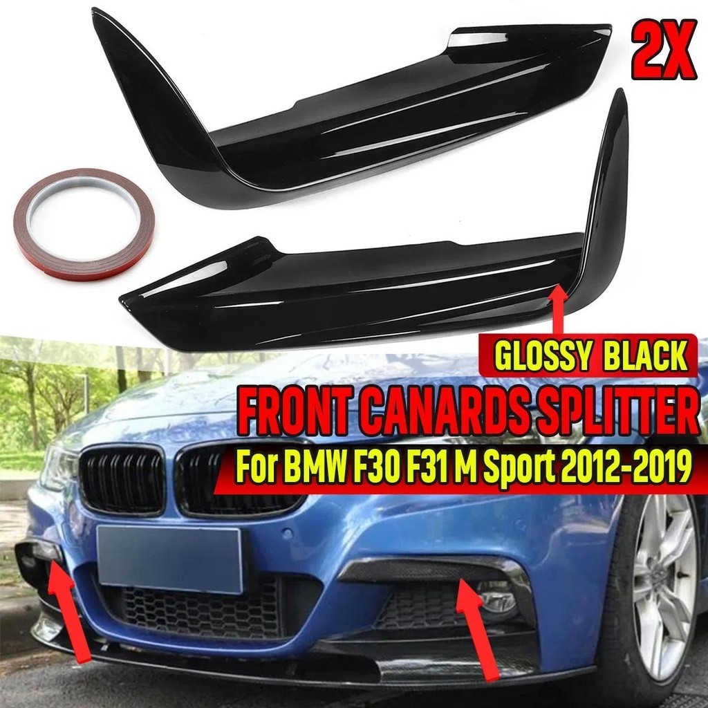 1 Cặp Xe Phía Trước Ốp Lưng Môi Chia Canard Spoiler Cho Xe BMW F30 F31 M Sport 2012-2019 Đèn Sương M