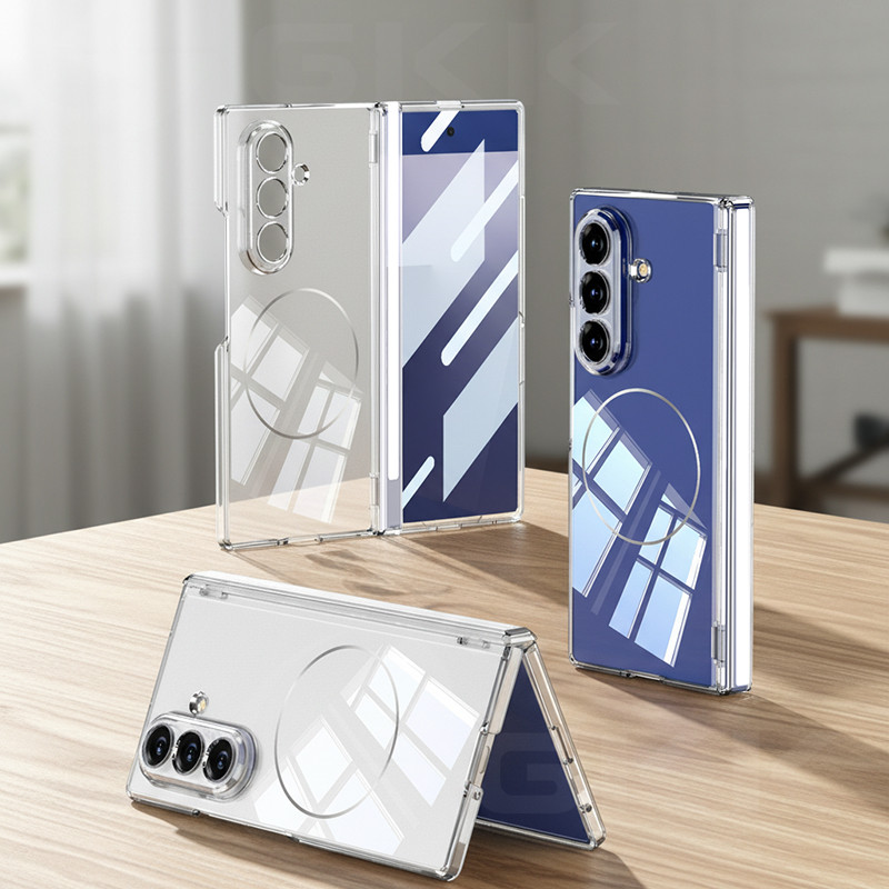 LUKEN Bản Lề Trong Suốt Dành Cho Galaxy Z Fold 7 Sạc Không Dây Màn Hình Phía Trước Kính Cho Galaxy Z