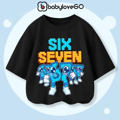 Áo thun bé trai bé gái form rộng tay lỡ SIX SEVEN 2026 áo phông Premium Cotton in hình độc đáo cho bé 1-10 tuổi