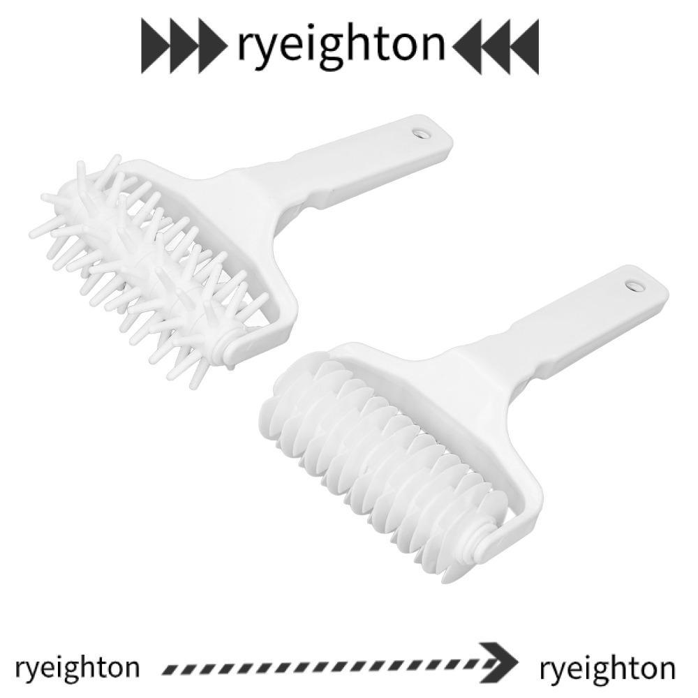 RYEIGHTON 2 Chiếc Pizza Bột Con Lăn Docker, Nhựa Tay Cầm Dài Pizza Vỏ Con Lăn Docker, Lưới Trắng Con