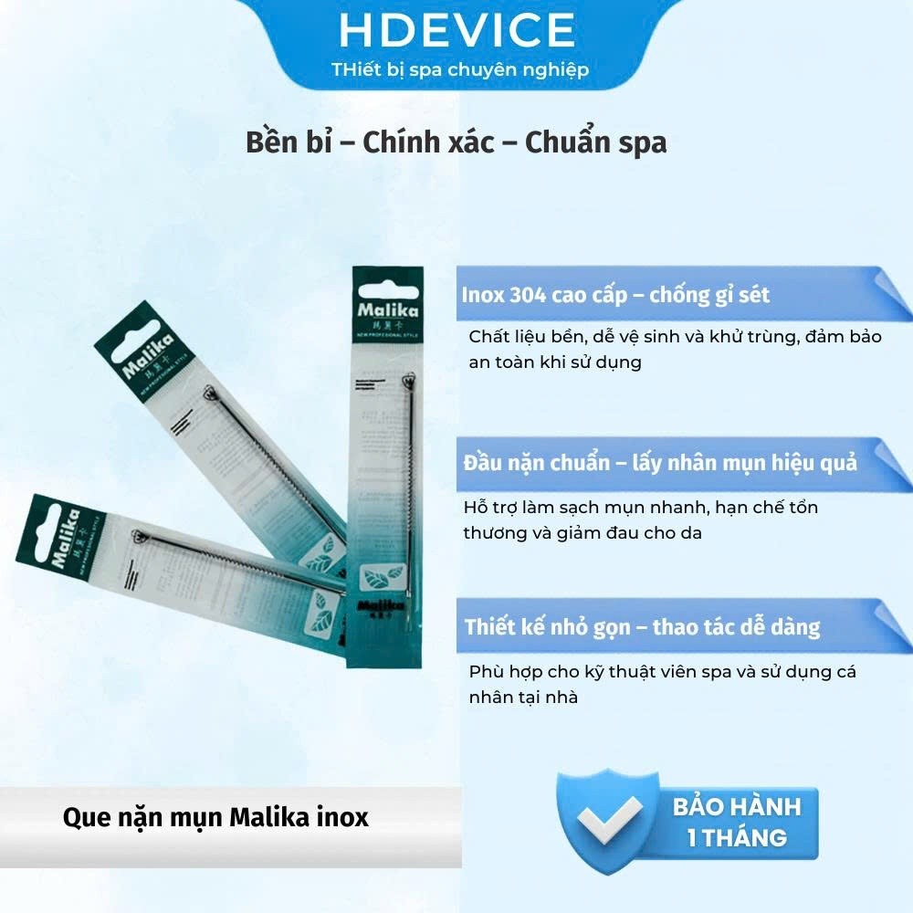 [CHÍNH HÃNG]Que nặn mụn Maika- HDEVICE, Que Nặn Mụn Malika Inox 304 Chính Hãng Nhật Bản