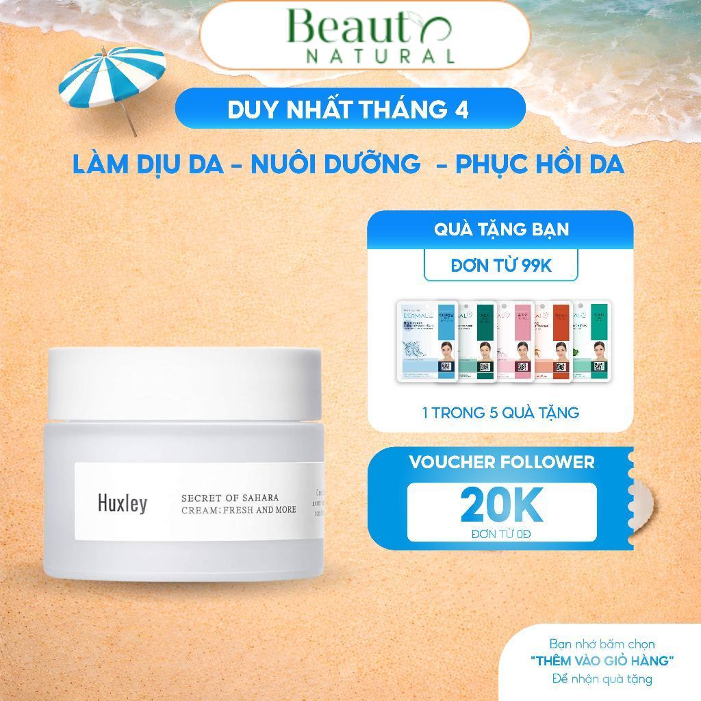 Kem Dưỡng Ẩm Huxley Secret Of Sahara Cream Fresh And More 50g - Da Săn Chắc, Chống Oxy Hóa