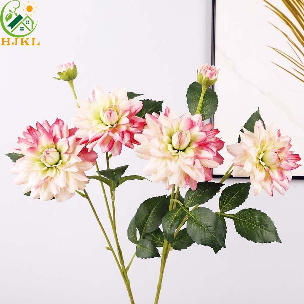 HJKL Mô Phỏng Lớn Dahlia, Cây Handmade Hoa Dahlia Nhân Tạo, Bình Trang Trí 76cm Cảm Ứng Thực Tế Giả 