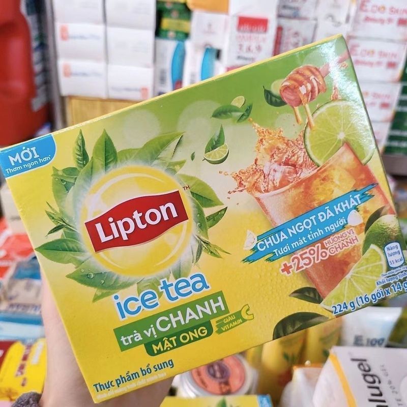 Việt Nam tra lipton chanh 16 gói mỗi hộp mau vang4.27.fs