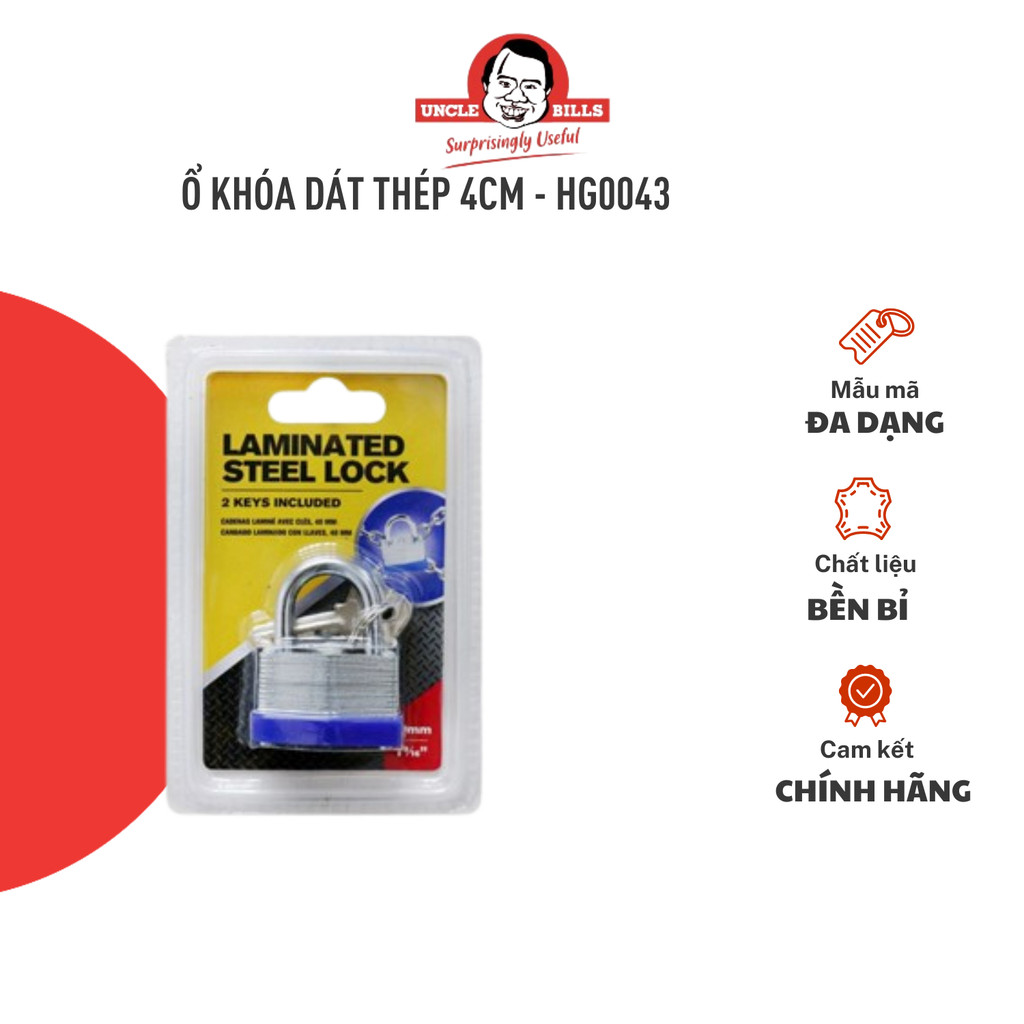 Ổ Khóa Dát Thép 4cm UNCLE BILLS HG0043