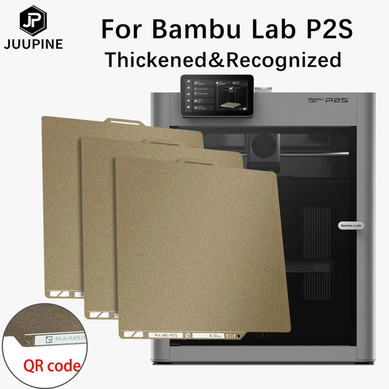 HB Cho Bambu Lab P2S Xây Dựng Tấm Mã QR Họa Tiết PEI Giường Dày Hai Mặt PEI Lò Xo Tấm Thép Cho Bambu