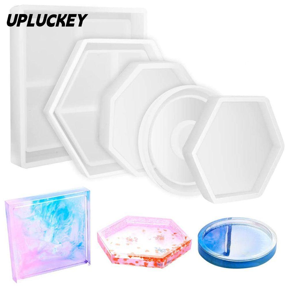 Khuôn silicon UPLUCKEY Polygon Epoxy Trong suốt DIY Coaster
