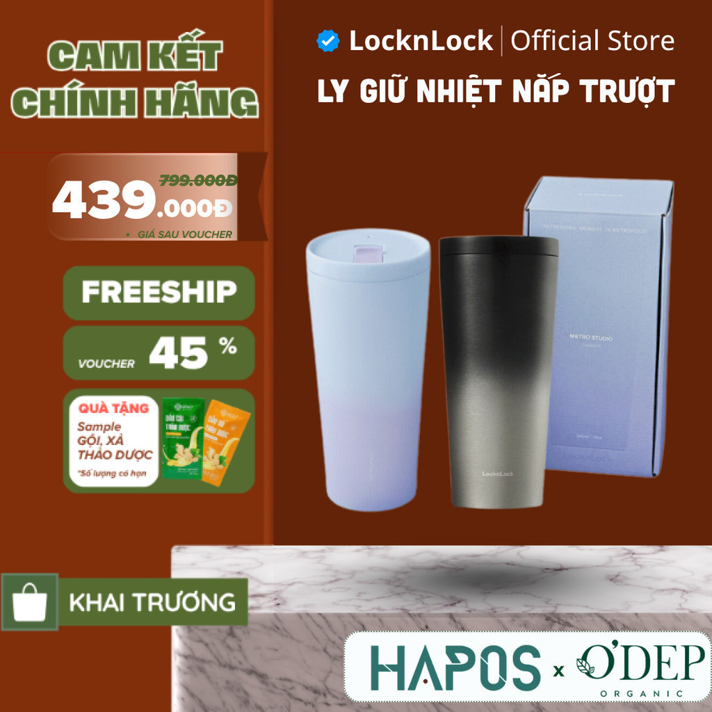 Ly giữ nhiệt 540ml LocknLock nắp trượt LHC4279 - Hàng chính hãng, đế silicone chống trượt - HAPOS LO