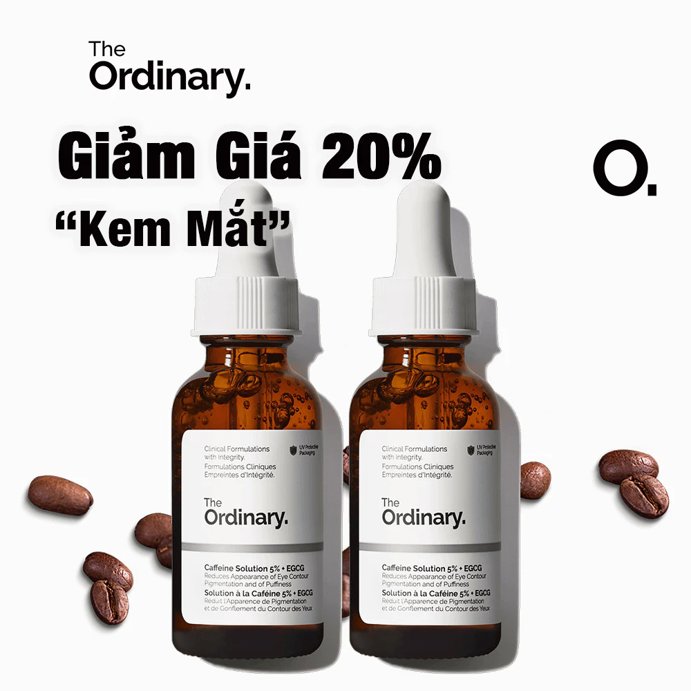 THE ORDINARY [Chính hãng] Dung dịch Caffeine thông thường 5% + Tinh chất chăm sóc mắt EGCG ngày 2COD