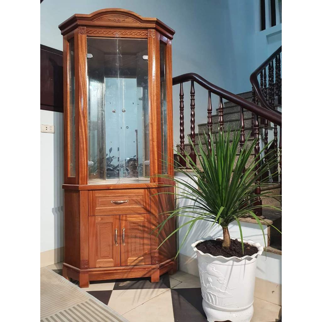 Tủ kệ phòng khách góc gỗ sồi 90 x 2m