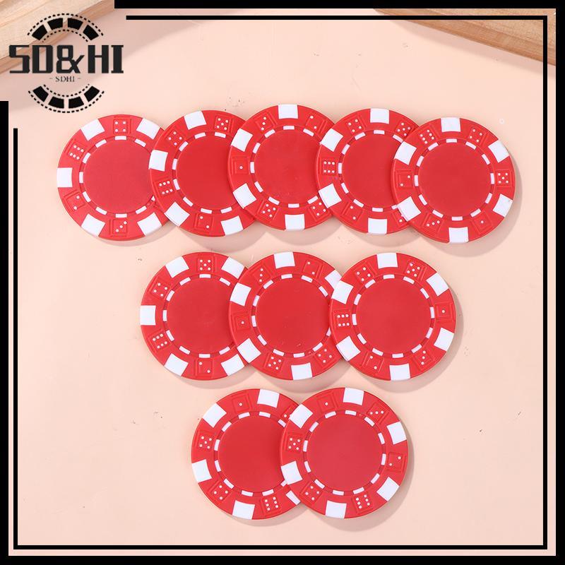 [SD & HI] 10 Chiếc ABS Nhựa Poker Chips Casino Texas Hold 'em Poker Đồng Xu Kim Loại 11.5g Chip Poke