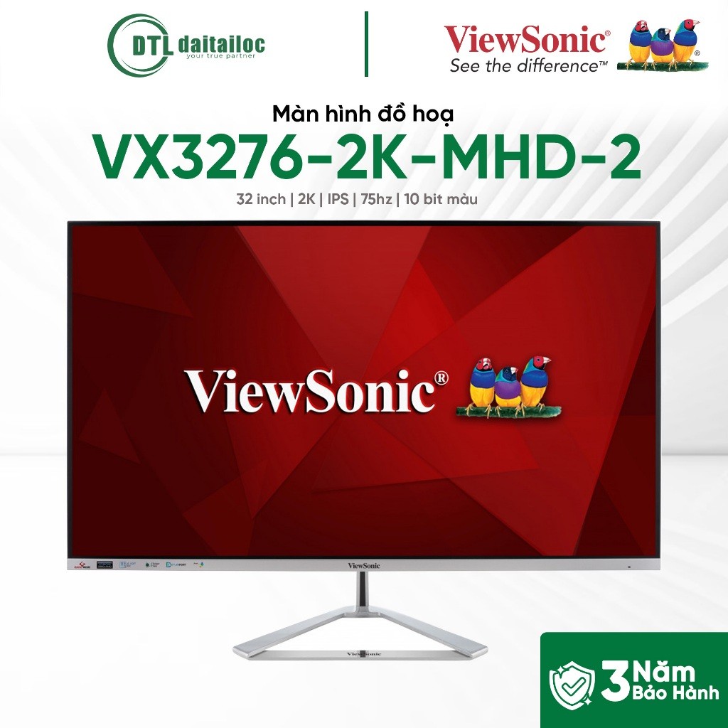 Màn hình đồ hoạ Viewsonic VX3276-2K-MHD-2 32inch 2K IPS 75hz 10 bit màu | Chính Hãng | Bảo hành 36 t