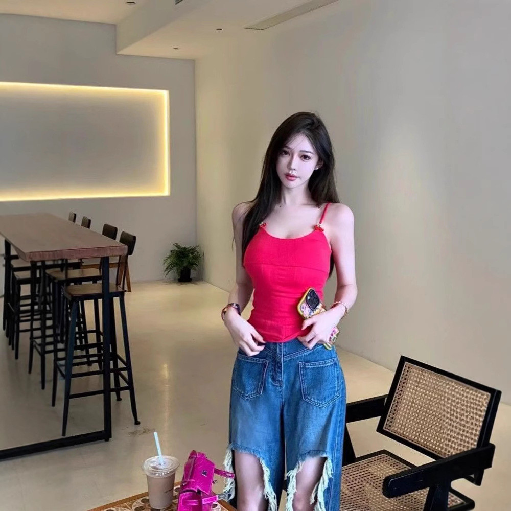 Phụ nữ Magenta Slim Fit Dâu Cami Top Pure Desire Style Áo Tank Top