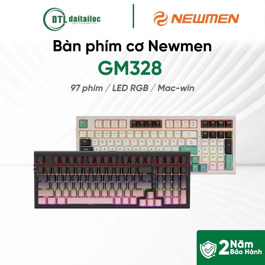 Bàn phím cơ không dây gaming 3 mode Newmen GM328 Plus | Chính Hãng | Bảo Hành 24 Tháng