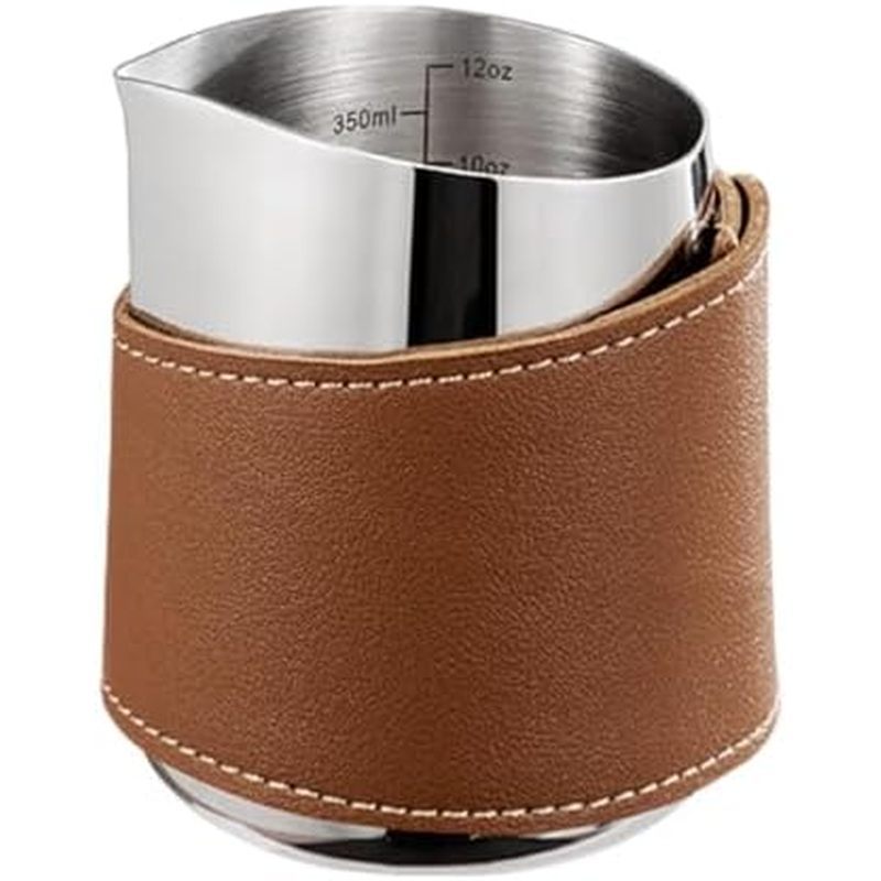 Yajuyi Handleless Milk Frothing Pitcher,Handleless Milk Pitcher,PU Leather Wrapped Espresso Accessor
