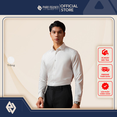 Áo sơ mi trắng công sở nam cao cấp Phan Nguyễn, chất liệu modal mềm mát, form slim fit SMD.1548
