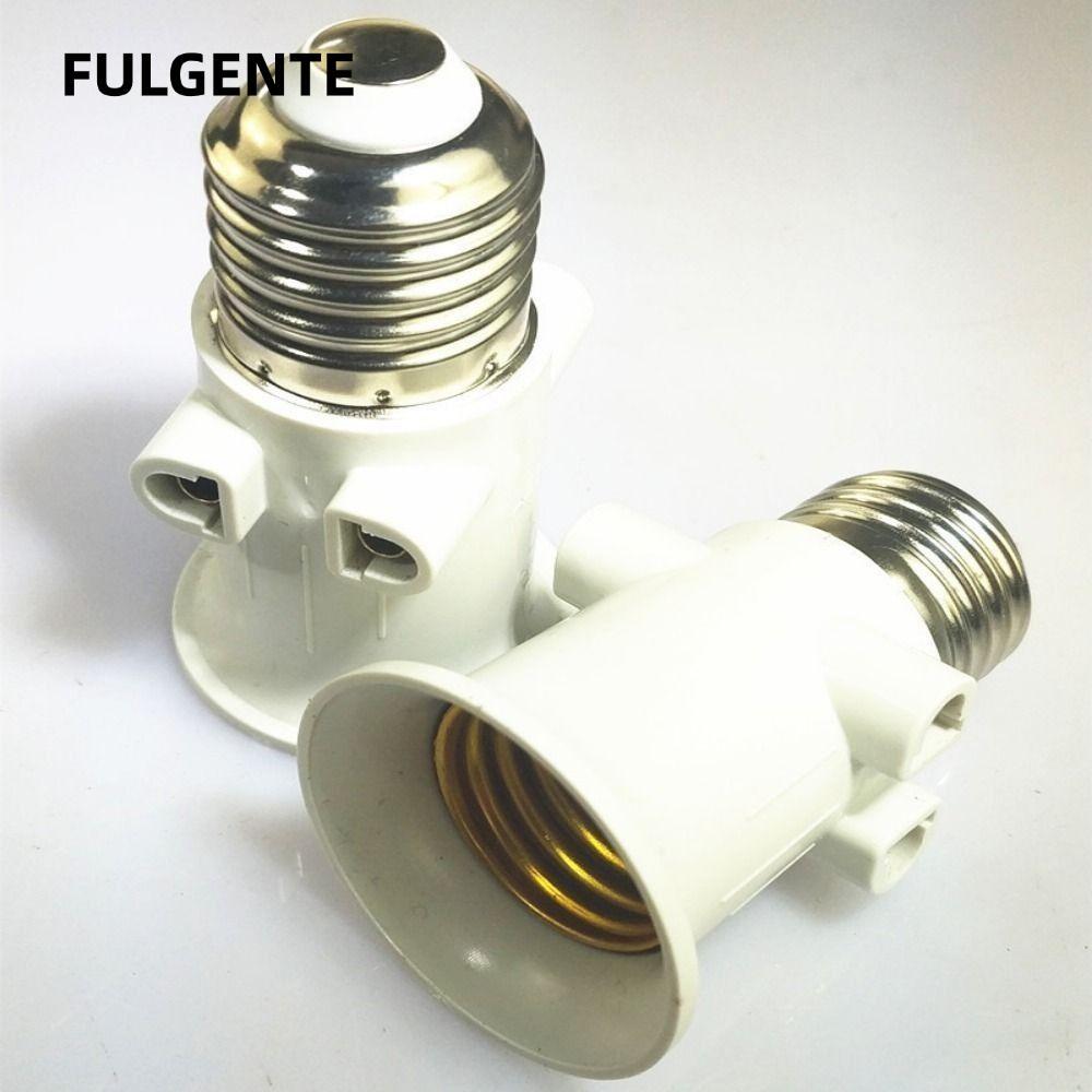 FULGENTE EU Plug Connector, Bộ chuyển đổi bóng đèn LED ABS E27 EU màu trắng, Phụ kiện kết nối phích 