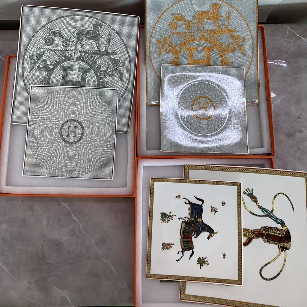 War Horse Series Bone Porcelain Dinner Plates, Cake Plates, Personalized Steak Plates, Square Plates