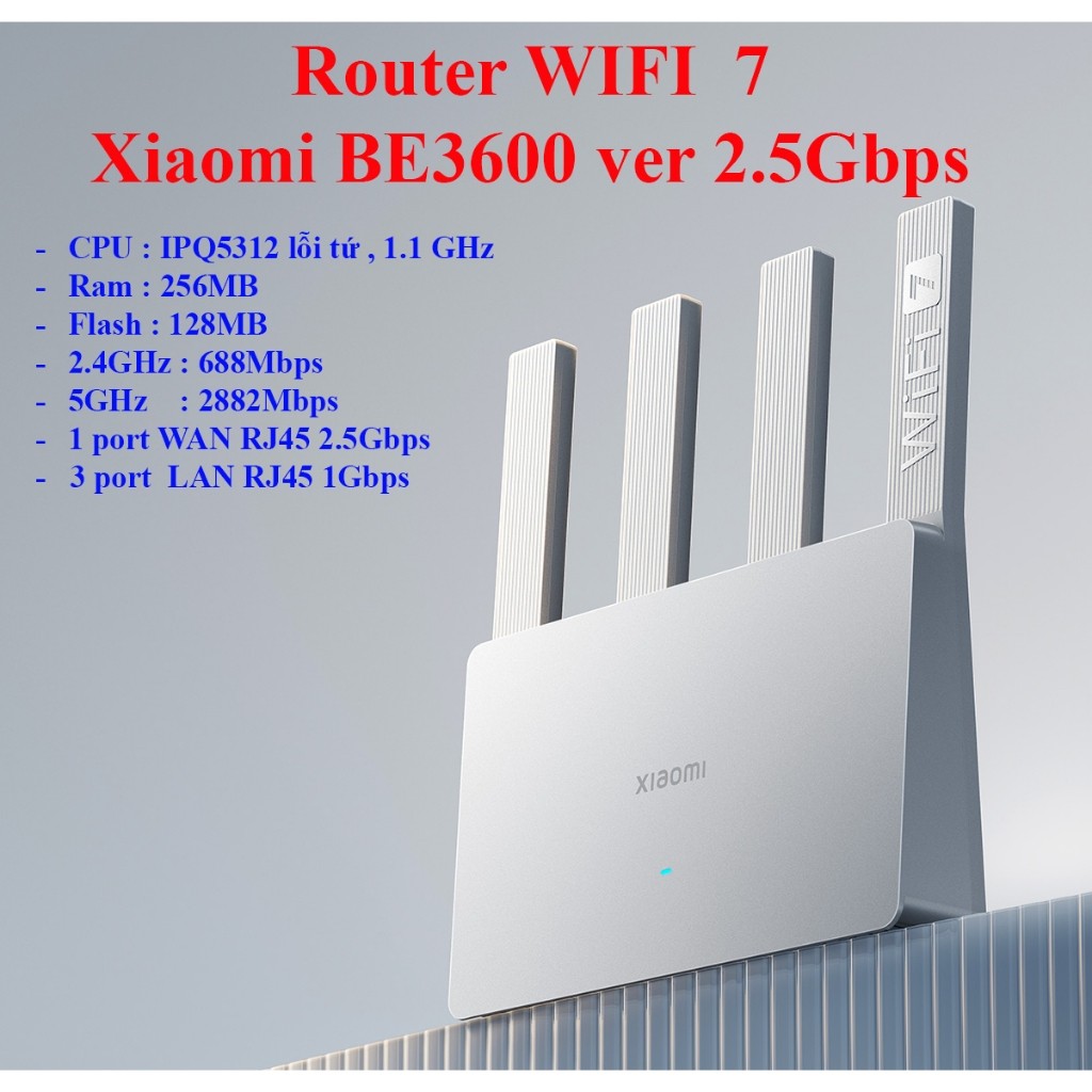 [Bảo hành 6 tháng] [New Seal] Bộ Phát Wifi 7 Router Xiaomi BE3600 3600Mbps , port wan 2.5Gbps 2500Mb