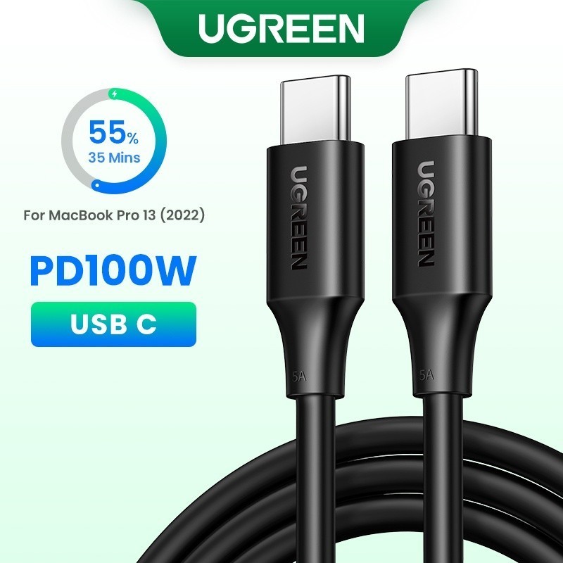 Cáp sạc nhanh Type-C UGREEN 100W 5A 1.5m 2m 3m USB C to C 100W cho iPad iPhone Macbook Laptop