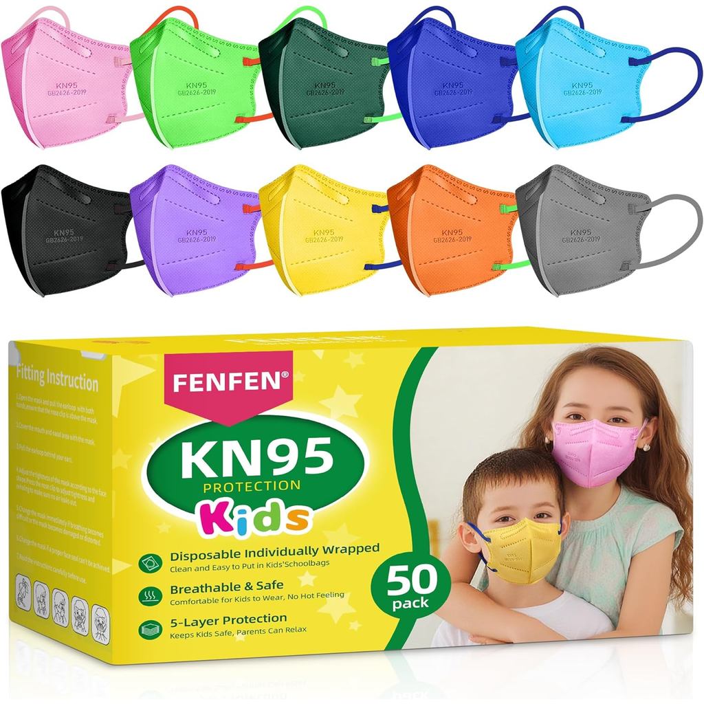 Mặt nạ trẻ em KN95 dùng một lần - 50 gói Mặt nạ trẻ em KN95 Trẻ em Kích thước nhỏ Trẻ em Mặt nạ KN95