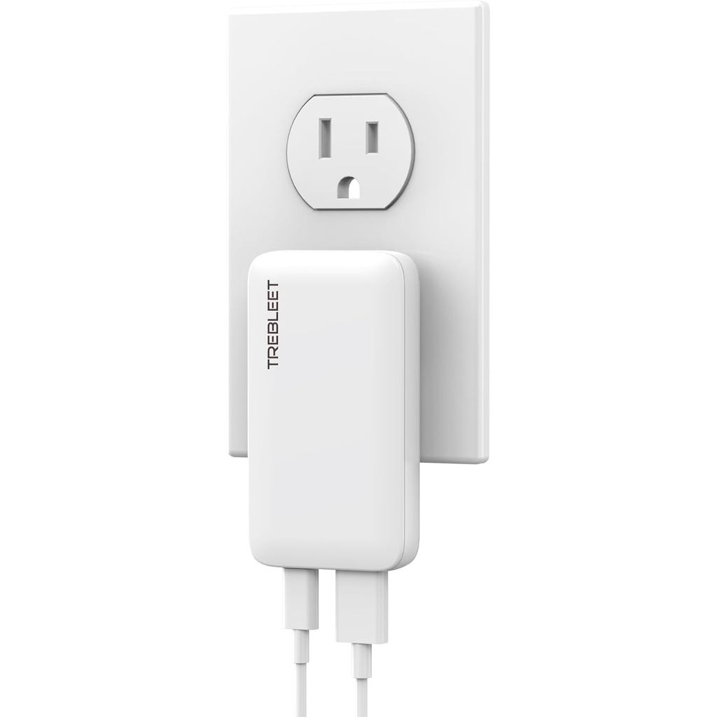 Bộ sạc USB C siêu mỏng 65W, có thể gập lại cho du lịch, Cổng kép phẳng với PD 3.0 & GaN Tech cho máy